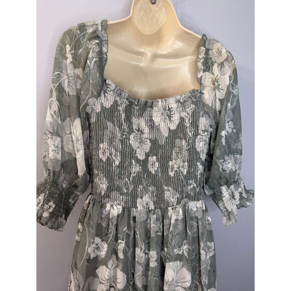 Baltic Born Fabian Jacquard Midi Dress Floral Sage Green Sz L Wedding Guest New - Picture 11 of 16